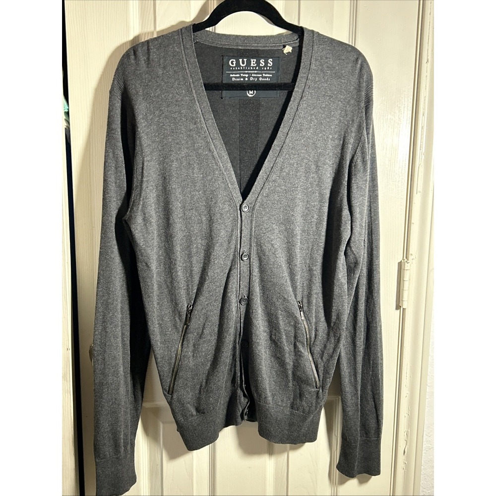 Guess Denim‎ & Dry Goods Mens Cardigan Size M Gray Button Up